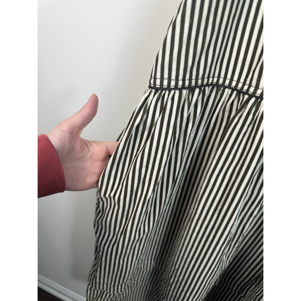 Free People Collier Cord Midi Dress Striped Printed Back Bow Scoop Neck Size S - Picture 10 of 11